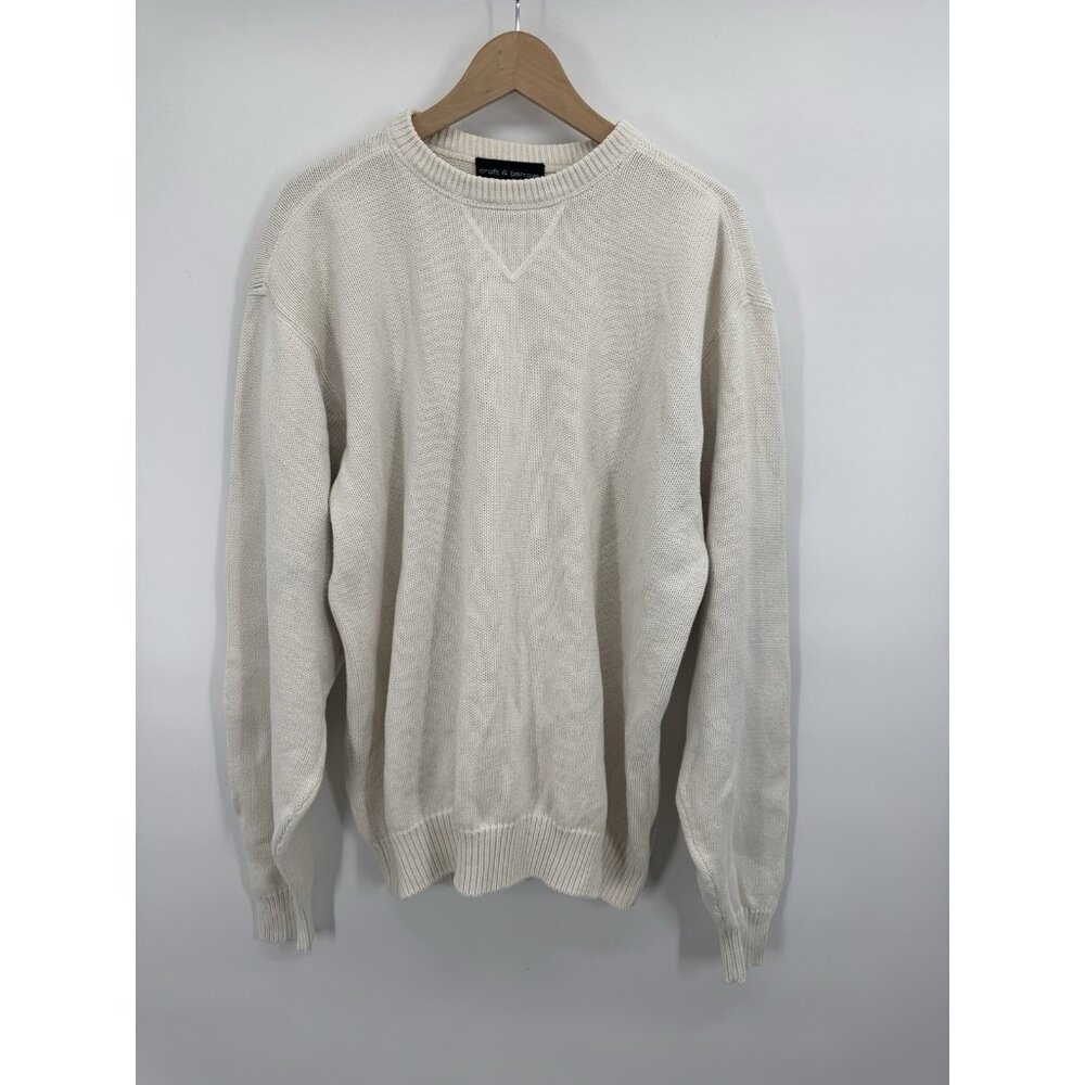 Vintage Croft & Barrow Mens Large Sweater Crew Fisherman Cottage Preppy Minimal